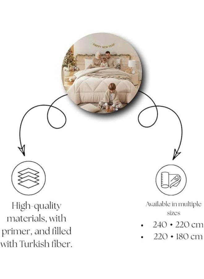 Luxury Turkish Fiber Comforter 400 Density | Soft and Durable Fabric Gives You Warmth and Comfort All Night | Winter and Summer Comforter for All Seasons | Elegant Grey Design | (beige, 180 * 220cm) - Image 4